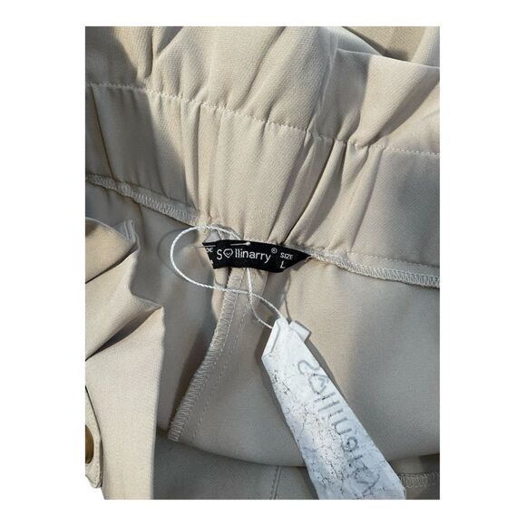 Sollinary Women’s Beige High Waist Cropped Tailored Pants Size Large - Picture 8 of 16